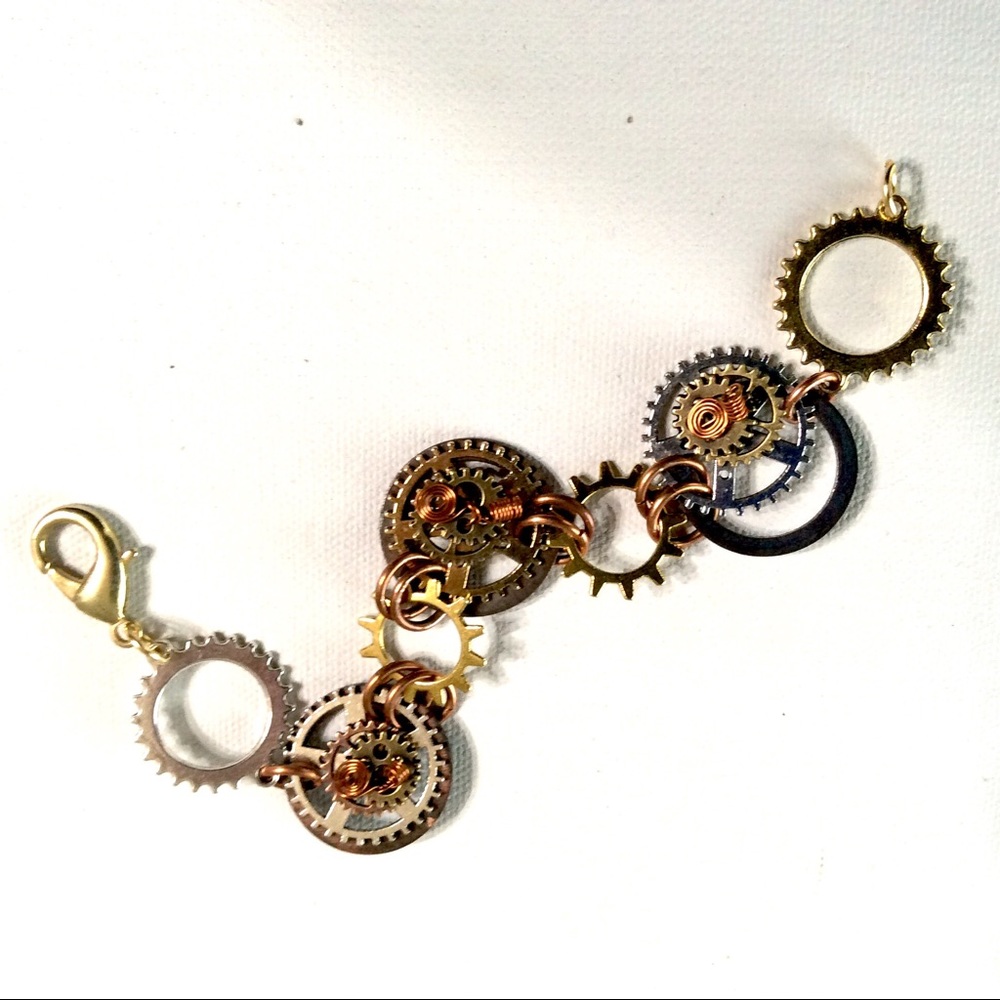 🛑 SOLD Steampunk Bracelet Handmade Mixed Metals - Picture 2 of 5